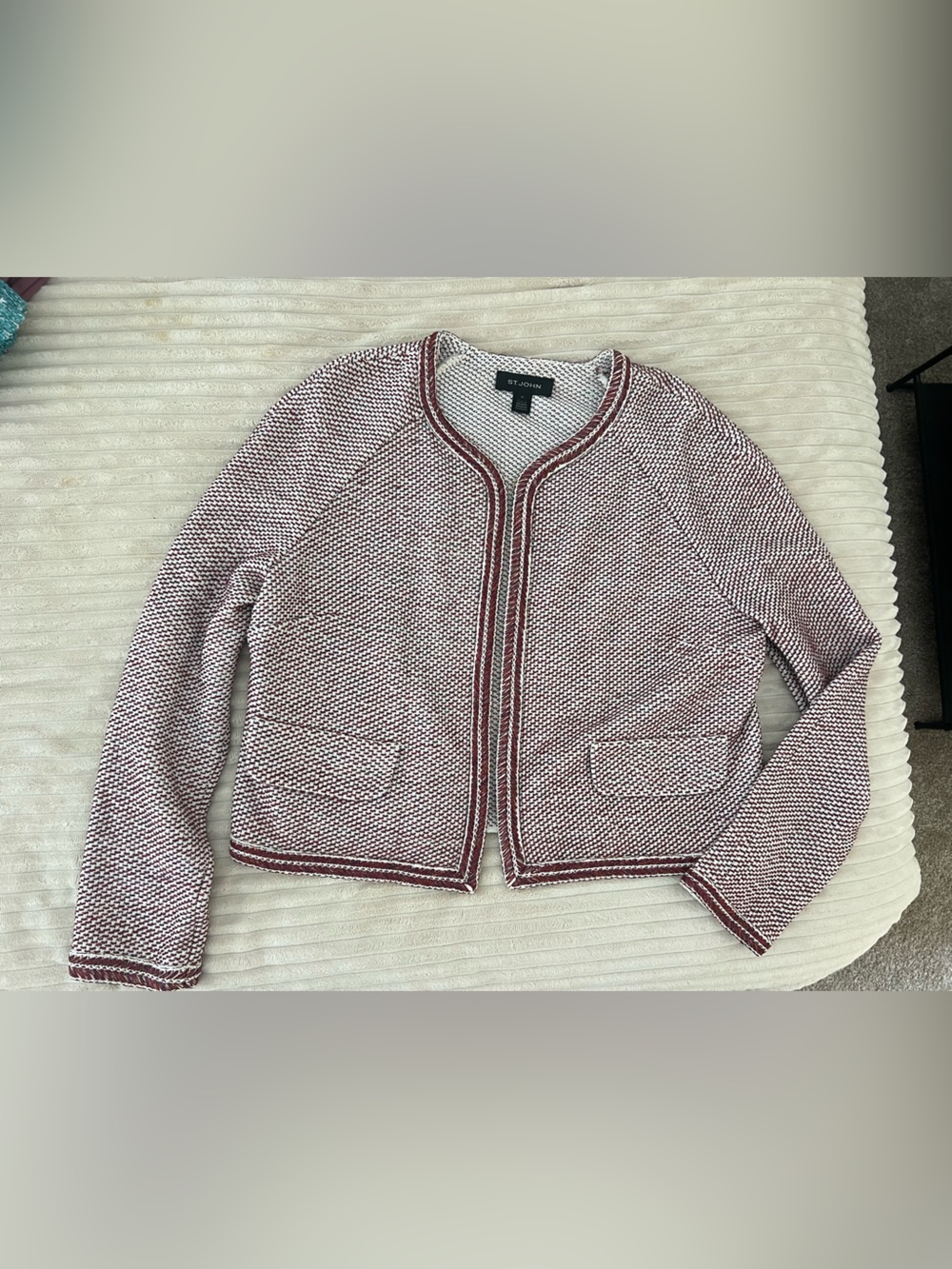 St. John Maroon & White Textured Jacket